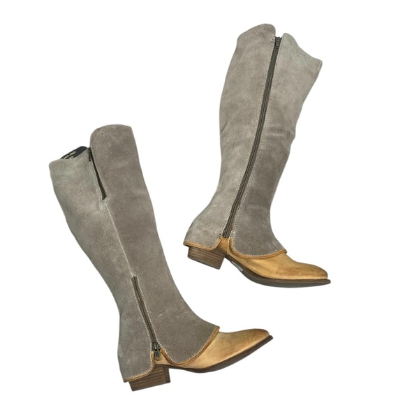 Diba True Santa Cruza Suede and Leather knee high boots dust gray cognac tan 8.5 - Picture 9 of 14